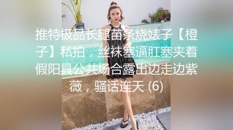 推特极品长腿苗条烧婊子【橙子】私拍，丝袜塞逼肛塞夹着假阳具公共场合露出边走边紫薇，骚话连天 (6)