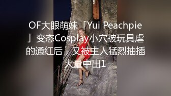 OF大眼萌妹「Yui Peachpie」变态Cosplay小穴被玩具虐的通红后，又被主人猛烈抽插大量中出1